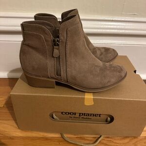 MIA Brown Suede Ankle Boots | Side Zip Low Block Heel Booties | Sz 7